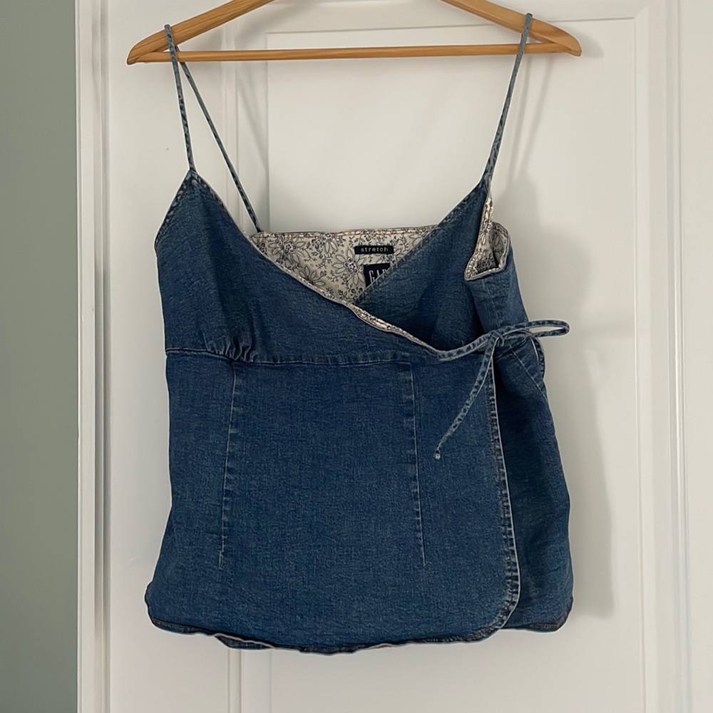 Very cute denim wrap summer top